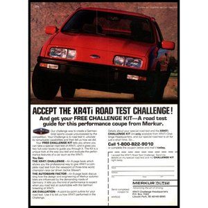 1987 Merkur XR4Ti Sport Coupe Vintage Print Ad Test Challenge Wall Art Photo